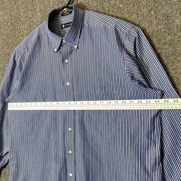 Chaps Ralph Lauren Shirt Mens XL 17 - 17 1/2 Blue Stripe Long Sleeve Button Down - Picture 5 of 12